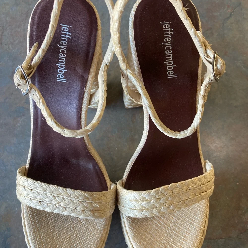 Jeffrey Campbell Raffia Stacked Heel Sandals - 11 - Picture 5 of 11